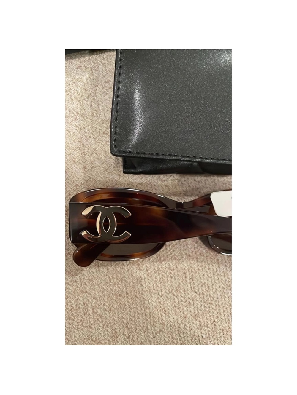 Chanel Brown Tortoiseshell Logo Oversized Sunglasses - Picture 3 of 3